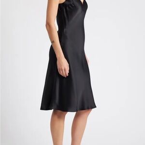 Reformation Black Satin Midi Dress
